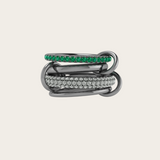 Spinelli Kilcollin SS VEGA BR GREY & EMERALD 4 linked rings / black rhodium with 0.7ct grey diamonds and 1.55ct emeralds
