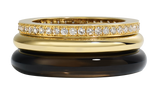 By Pariah YG Slim Classic Stack of 3 Rings / White Diamonds 0.46ct, Smokey Quartz (Demi-fine 14k)