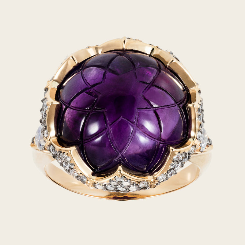 Noor Fares Sahasrara Cocktail Ring with Amethyst