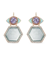 Noor Fares One of a Kind Ajna Trapiche Aquamarine Dormeuse Earrings