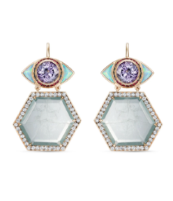 Noor Fares One of a Kind Ajna Trapiche Aquamarine Dormeuse Earrings