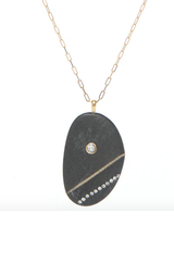 CVC Stones VINTAGE Necklace / black stone with a white vein
