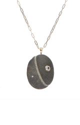 CVC Stones SIRIUS Necklace / grey stone with two white vein
