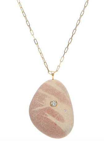 CVC Stones BLUSHY Necklace / peach and white stone