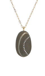 CVC Stones POPPY Necklace / grey stone with a white vein