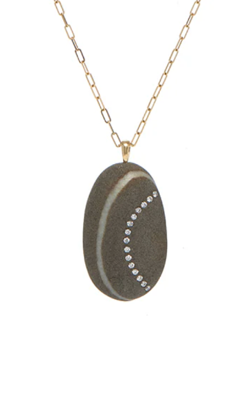 CVC Stones POPPY Necklace / grey stone with a white vein