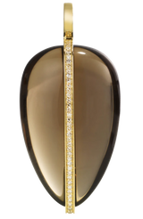 By Pariah YG XL Diamond Pave Pebble Pendant / White Diamonds 0.38ct, Smokey Quartz (Demi-fine 14k)