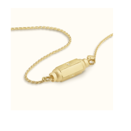 Marie Lichtenberg YG Micro Coco Diamond Locket with Chain Necklace 0.01ct 18k