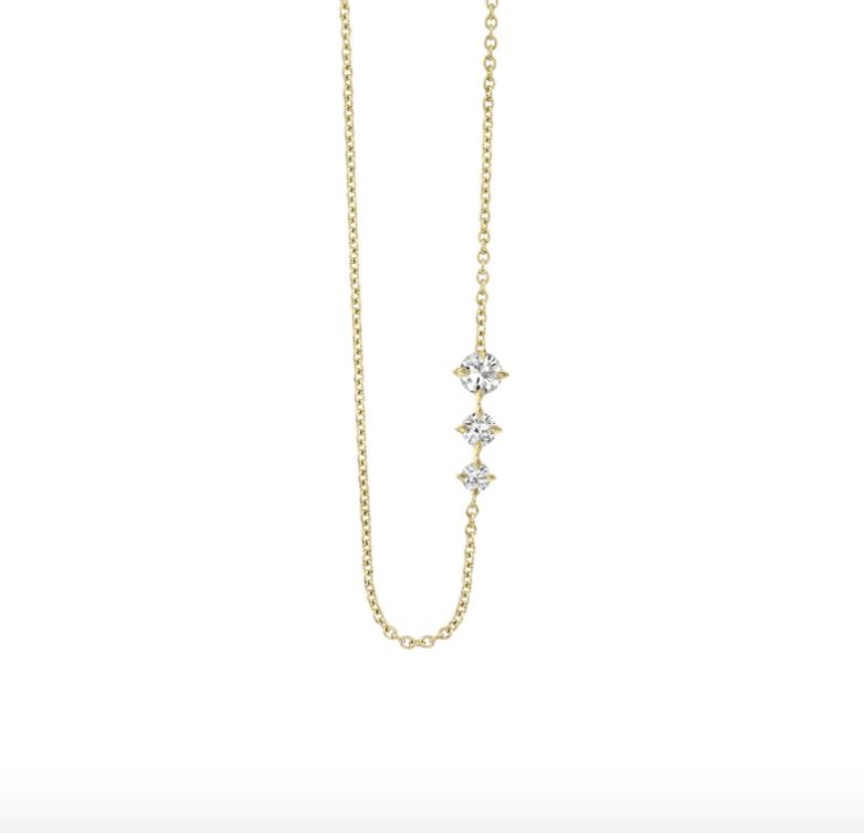 Lizzie Mandler YG Triple Diamond Floating Necklace 0.2cts 18k