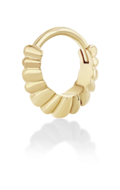 Lizzie Mandler YG Mini Fluted Crescent Huggie SINGLE 18k