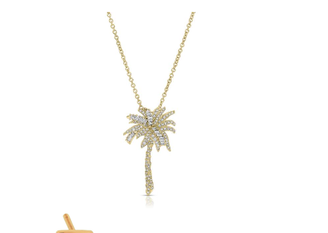 Anita Ko YG Diamond Palm Tree Necklace / 0.39ct round, 0.27ct baguettes 18k
