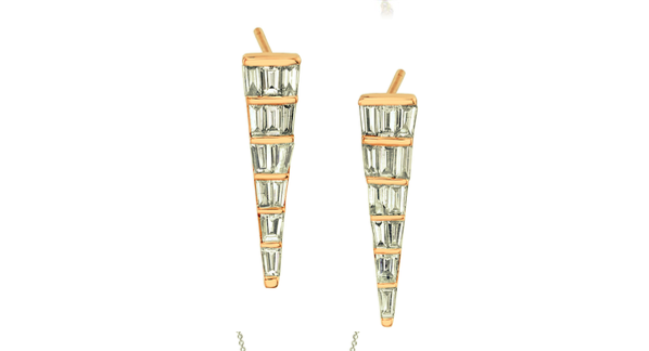 Anita Ko YG Medium Baguette Dagger Studs 1.05ct 18k