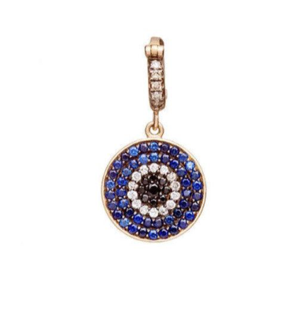 Joanna Dahdah YG Evil Eye Charm / 1.42ct blue sapphire, 0.13ct white diamond, 0.09ct black diamond 18k
