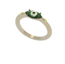 Bea Bongiasca Big Fortuneye Protection Ring with Lime Green Enamel