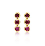 Jennifer Meyer YG 3 Ruby Mini Bezel Studs 0.07ct 18k