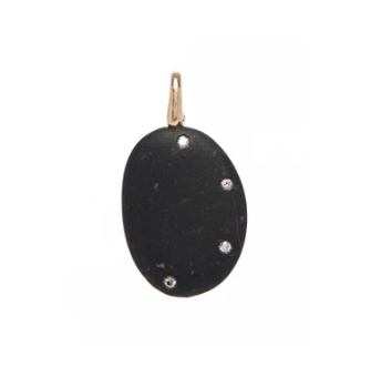 CVC Stones CRESCENT Necklace / black stone, white diamonds 0.105cts and 18" chain 18k