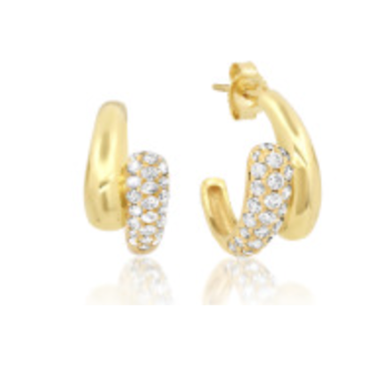 Jennifer Meyer Mini Double Dome Diamond Accent Hoops