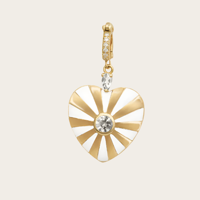 Joanna Dahdah White Enamel Large Mila Heart Charm