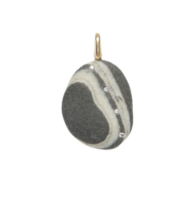 CVC Stones YG SPUNK CHARM / grey and white stone, white diamonds 0.105cts 18k