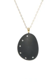 CVC Stones YG ORION Necklace / black stone, white diamonds 0.09cts and 18" chain 18k