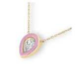 Joanna Dahdah Pink Enamel Flat Pear Diamond Necklace