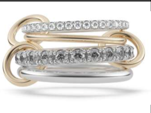 Spinelli Kilcollin SS+YG ARLA 4 linked rings / white and grey diamonds 1.65ct 18k