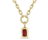 Zoe Chicco Emerald Cut Ruby Vertical Drop on Small Square Chain Necklace