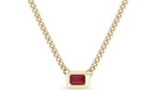 Zoe Chicco Emerald Cut Ruby on XS Curb Chain Necklace