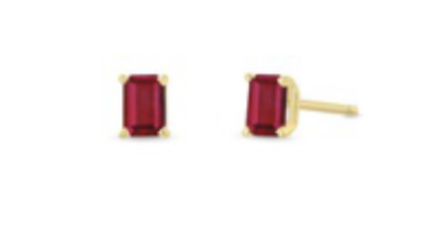 Zoe Chicco Emerald Cut Ruby Studs