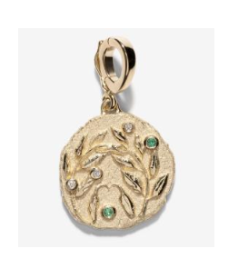 Azlee Small Emerald Olive Branch Coin Charm