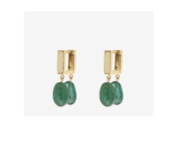 Azlee YG Mosaic Moss Bare Emerald Hoops 9ct 18k
