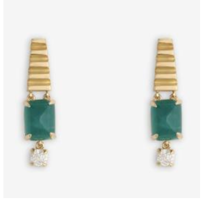 Azlee Moss Large Emerald and Diamond Earrings