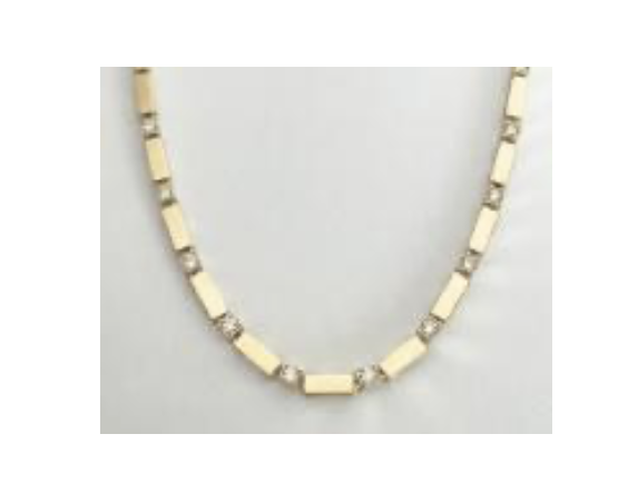 Azlee Gold Bar and Diamond Tennis Necklace