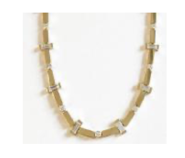 Azlee YG Scattered Gold Bar and Diamond Tennis Necklace 2.2ct 18k
