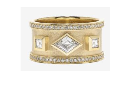 Azlee YG Lozenge Diamond Ring 0.8ct 18k