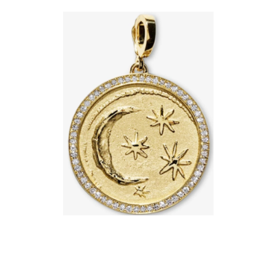 Azlee Large Cosmic Pave Diamond Coin Charm