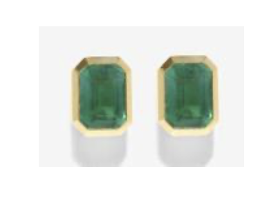 Azlee YG Rich Small Emerald Studs 0.66ct 18k