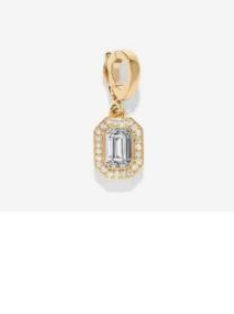 Azlee YG Silhouette Small Emerald Cut Diamond Charm 0.4ct 18k