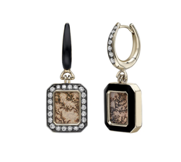 Venyx Noir Forest Hoop Earrings with Black Enamel