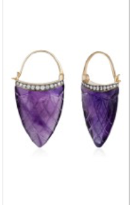 Noor Fares YG Sahasrara Earrings / Amethyst 32ct, Diamonds 0.77ct 18k