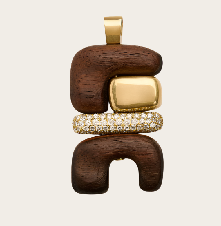 Joelle Kharrat Earth 2G-3D Totem Pendant with Ebony and diamonds