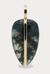 By Pariah YG XL Pebble Pendant / Moss Agate (Demi-fine 14k)