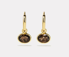 By Pariah YG Orbit Hoops / Smokey Quartz (Demi-fine 14k)