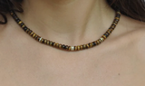 Laoli YG Multi Diamond Tiger Eye with 4 Diamond Pave Beads Necklace 0.16ct 14k/18k