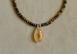Laoli YG Sunset Tiger Eye with Diamond Pave Bead Necklace / Diamonds 0.15ct, Citrine 32ct, Tiger Eye beads 14k/18k