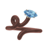 Bea Bongiasca YG Baby Vine Tendril Ring with Brick Enamel and Marquise Topaz (Demi-Fine 9k/Sterling Silver)