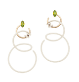 Bea Bongiasca Double Curl Vine Earrings with Panna Enamel and Marquise Peridot