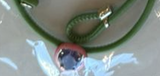 Bea Bongiasca YG Pop Choker with Light Pink Enamel Amethyst Heart Candy on Adjustable Green Leather Cord (Demi-Fine 9k/Sterling Silver)