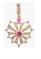 Joanna Dahdah YG White Enamel, Pave & Diamonds Around with Pink Sapphire Large Mila Heart Charm  / 0.71ct diamond, 0.27ct pink sapphire 18k