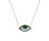 Lito Petit Vert Green Enameled Small Eye Necklace